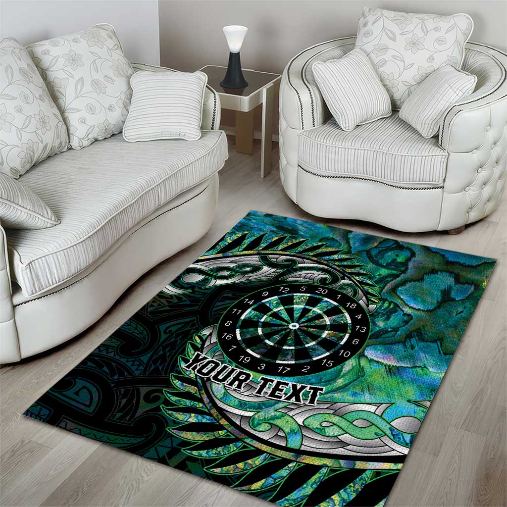 New Zealand Darts Personalised Area Rug Aotearoa Silver Fern Green Papua Shell Spirit LT9 - Polynesian Pride