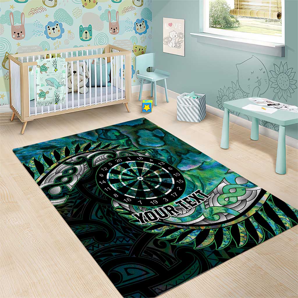 New Zealand Darts Personalised Area Rug Aotearoa Silver Fern Green Papua Shell Spirit LT9 - Polynesian Pride