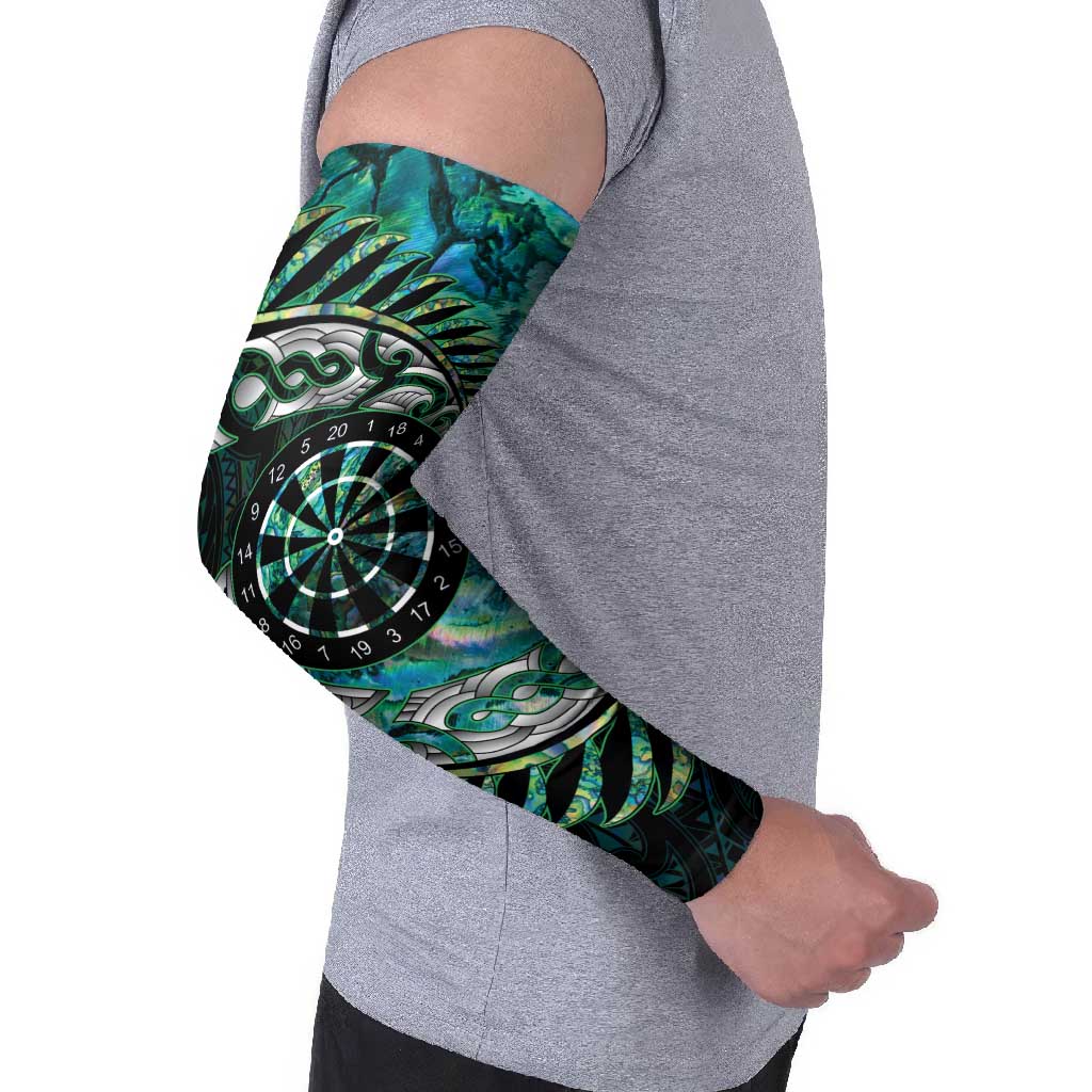 New Zealand Darts Personalised Arm Sleeves Aotearoa Silver Fern Green Papua Shell Spirit LT9 - Polynesian Pride