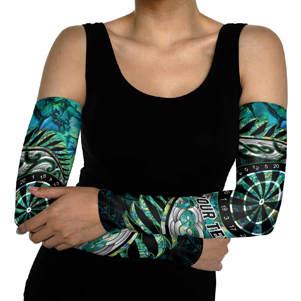 New Zealand Darts Personalised Arm Sleeves Aotearoa Silver Fern Green Papua Shell Spirit LT9 - Polynesian Pride