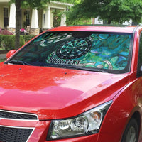 New Zealand Darts Personalised Auto Sun Shade Aotearoa Silver Fern Green Papua Shell Spirit LT9 - Polynesian Pride