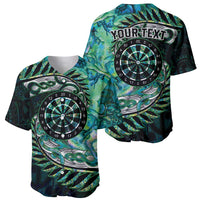 New Zealand Darts Personalised Baseball Jersey Aotearoa Silver Fern Green Papua Shell Spirit LT9 - Polynesian Pride