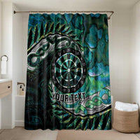 New Zealand Darts Personalised Bathroom Set Aotearoa Silver Fern Green Papua Shell Spirit LT9 Shower Curtain Only Green - Polynesian Pride