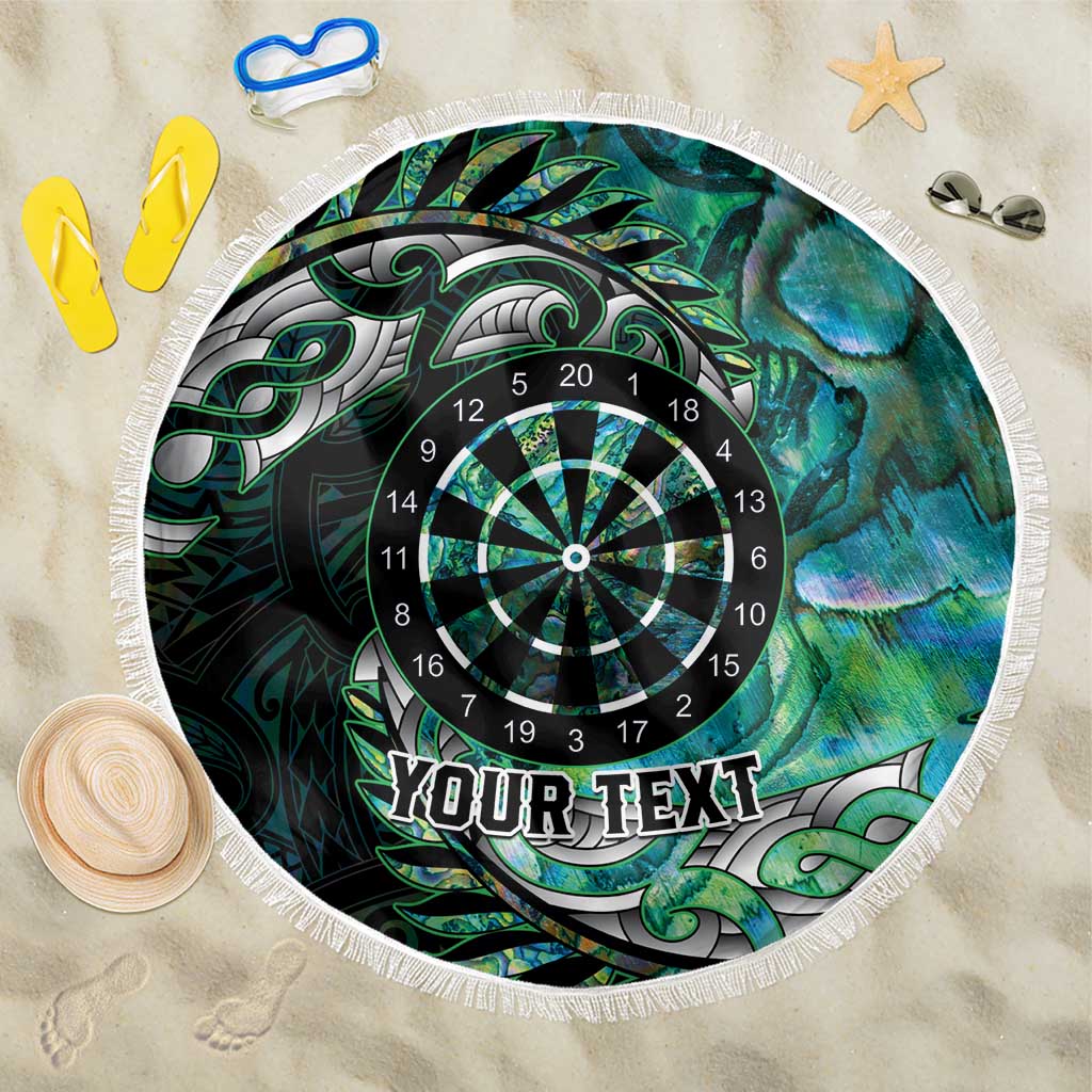 New Zealand Darts Personalised Beach Blanket Aotearoa Silver Fern Green Papua Shell Spirit LT9 One Size 150cm Green - Polynesian Pride
