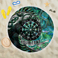 New Zealand Darts Personalised Beach Blanket Aotearoa Silver Fern Green Papua Shell Spirit LT9 One Size 150cm Green - Polynesian Pride