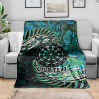New Zealand Darts Personalised Blanket Aotearoa Silver Fern Green Papua Shell Spirit LT9 - Polynesian Pride