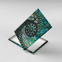 New Zealand Darts Personalised Canvas Wall Art Aotearoa Silver Fern Green Papua Shell Spirit LT9 With Frame Green - Polynesian Pride