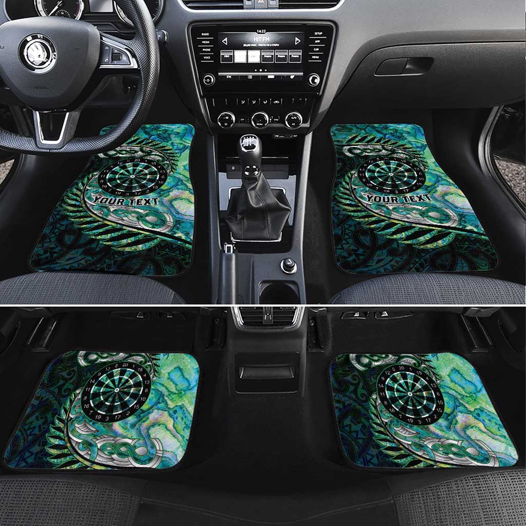 New Zealand Darts Personalised Car Mats Aotearoa Silver Fern Green Papua Shell Spirit LT9 Set 4pcs Green - Polynesian Pride