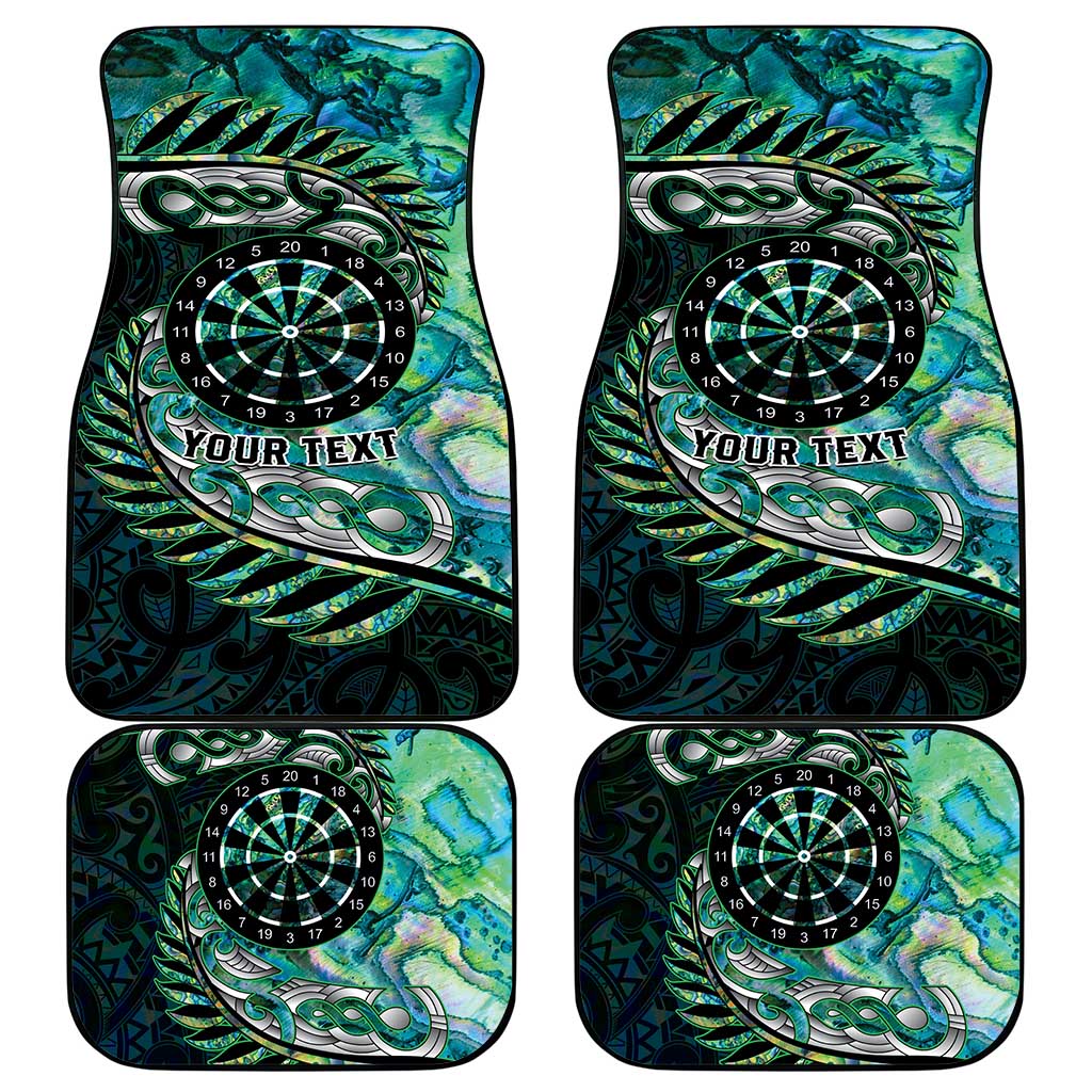 New Zealand Darts Personalised Car Mats Aotearoa Silver Fern Green Papua Shell Spirit LT9 - Polynesian Pride