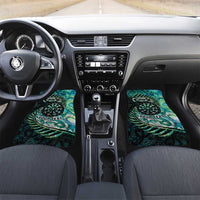 New Zealand Darts Personalised Car Mats Aotearoa Silver Fern Green Papua Shell Spirit LT9 Set 2pcs - Front Green - Polynesian Pride