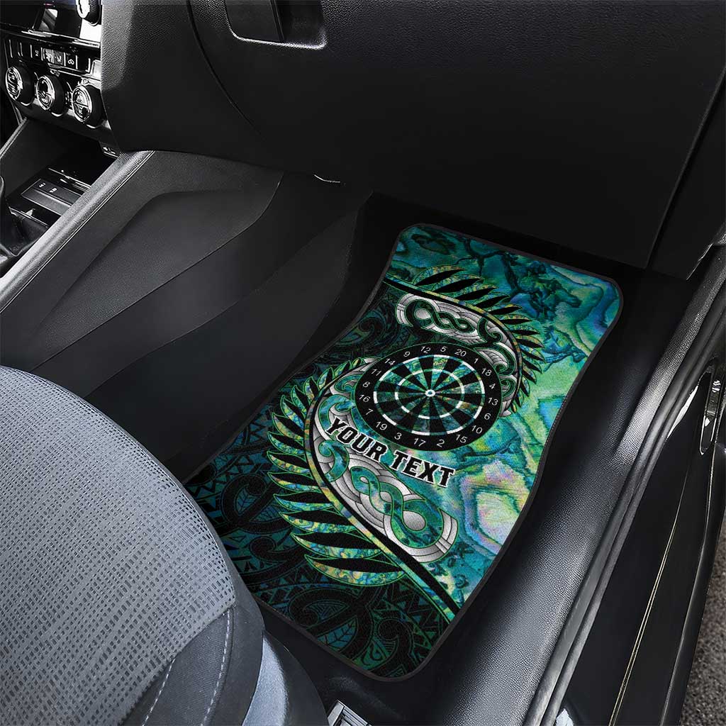 New Zealand Darts Personalised Car Mats Aotearoa Silver Fern Green Papua Shell Spirit LT9 - Polynesian Pride