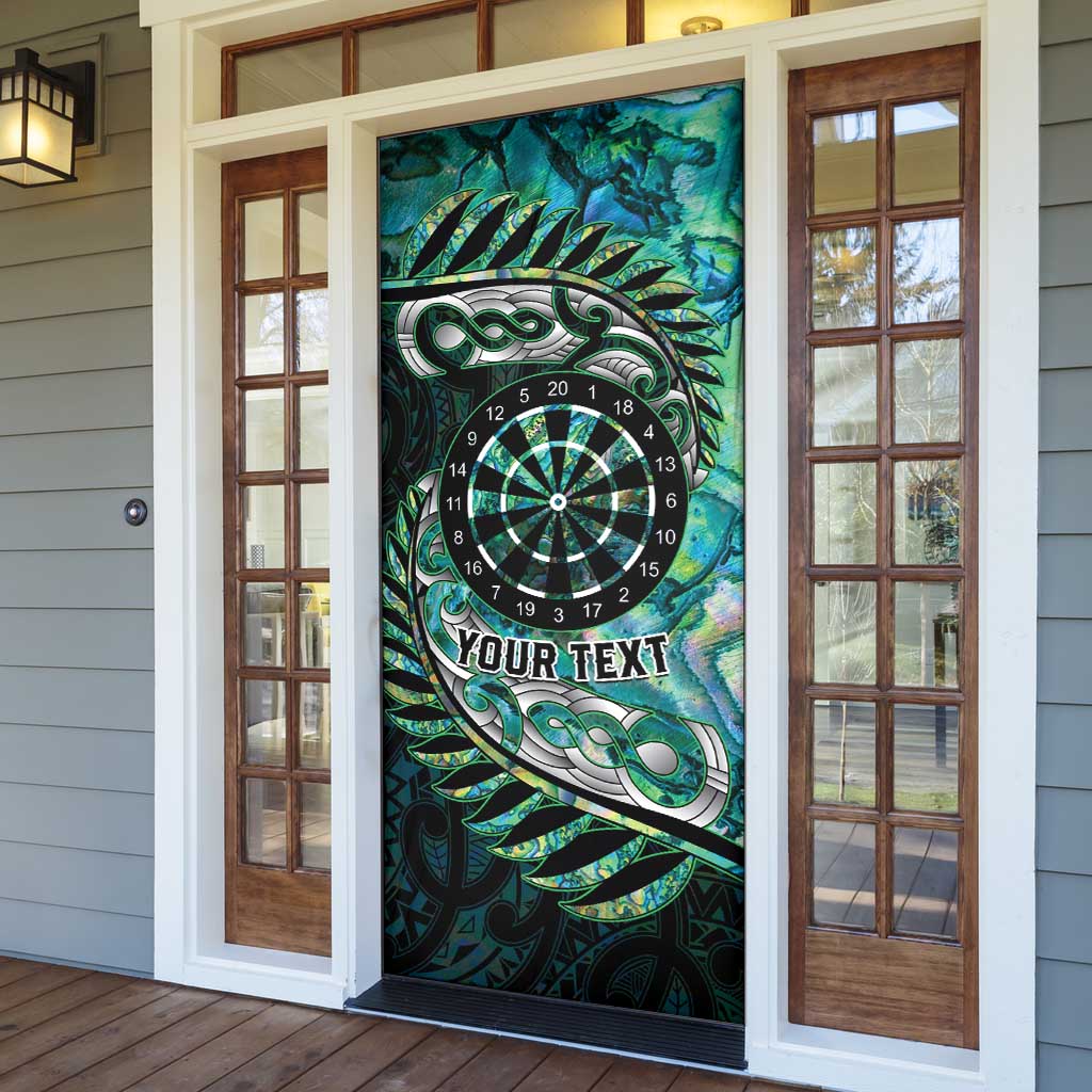 New Zealand Darts Personalised Door Cover Aotearoa Silver Fern Green Papua Shell Spirit LT9 - Polynesian Pride