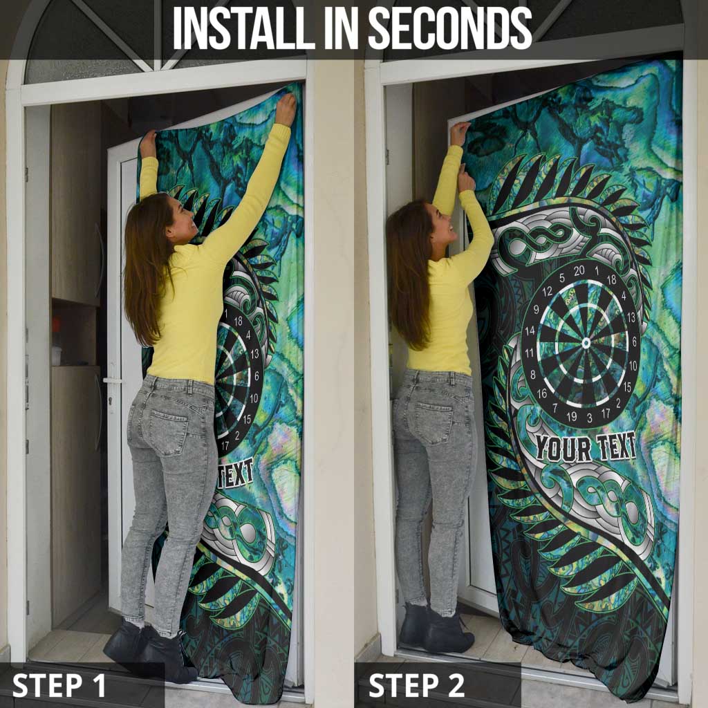 New Zealand Darts Personalised Door Cover Aotearoa Silver Fern Green Papua Shell Spirit LT9 - Polynesian Pride
