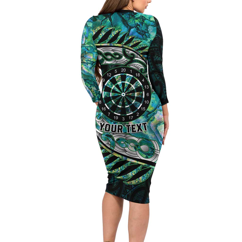 New Zealand Darts Personalised Family Matching Long Sleeve Bodycon Dress and Hawaiian Shirt Aotearoa Silver Fern Green Papua Shell Spirit LT9 - Polynesian Pride