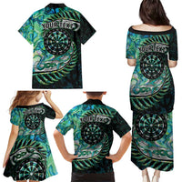 New Zealand Darts Personalised Family Matching Puletasi and Hawaiian Shirt Aotearoa Silver Fern Green Papua Shell Spirit LT9 - Polynesian Pride