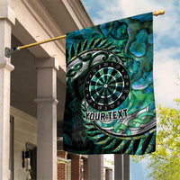 New Zealand Darts Personalised Garden Flag Aotearoa Silver Fern Green Papua Shell Spirit LT9 House Flag Green - Polynesian Pride