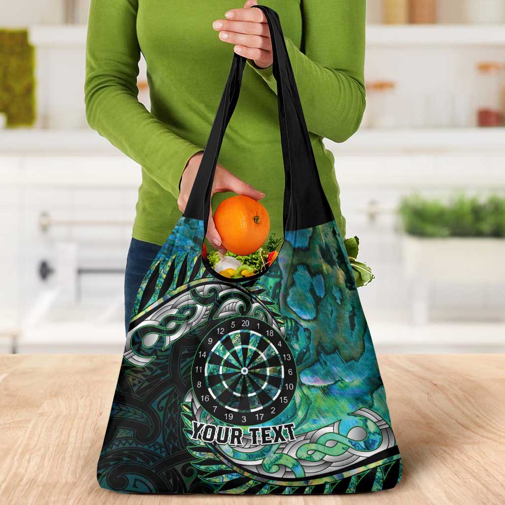 New Zealand Darts Personalised Grocery Bag Aotearoa Silver Fern Green Papua Shell Spirit LT9 - Polynesian Pride