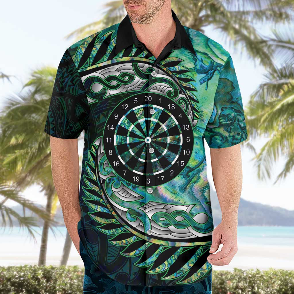 New Zealand Darts Personalised Hawaiian Shirt Aotearoa Silver Fern Green Papua Shell Spirit LT9 - Polynesian Pride