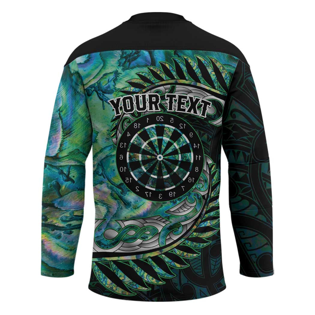 New Zealand Darts Personalised Hockey Jersey Aotearoa Silver Fern Green Papua Shell Spirit LT9 - Polynesian Pride