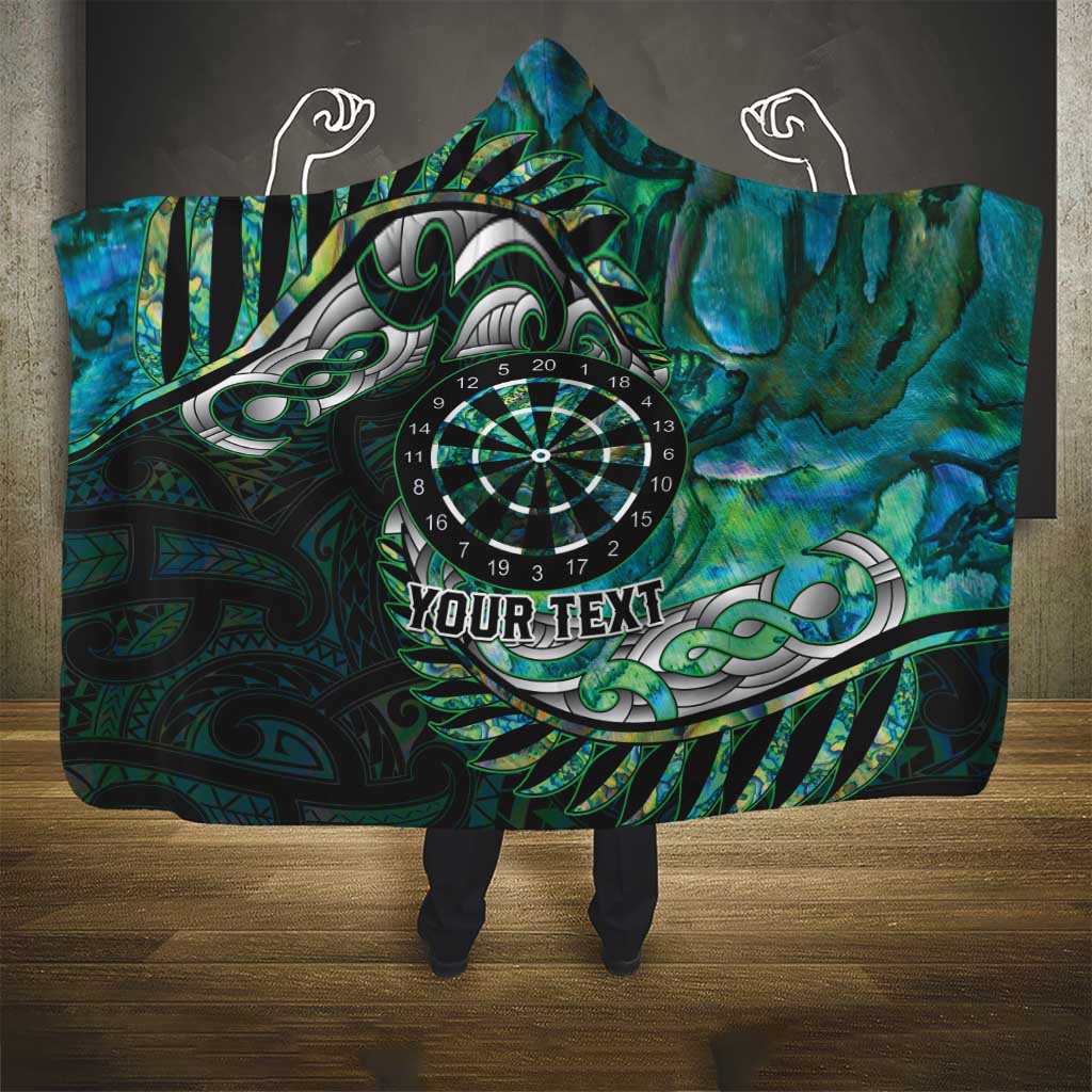 New Zealand Darts Personalised Hooded Blanket Aotearoa Silver Fern Green Papua Shell Spirit LT9 - Polynesian Pride