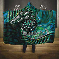 New Zealand Darts Personalised Hooded Blanket Aotearoa Silver Fern Green Papua Shell Spirit LT9 - Polynesian Pride