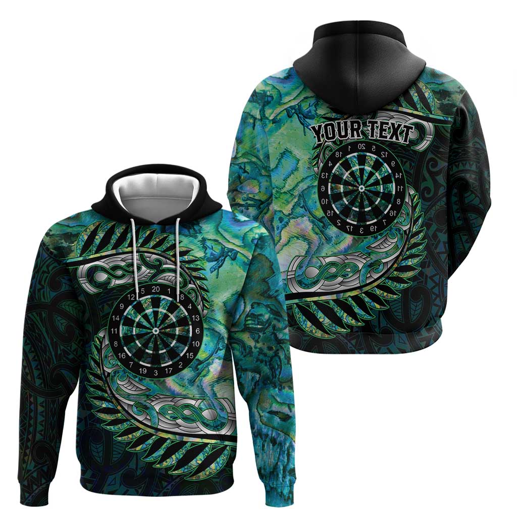 New Zealand Darts Personalised Hoodie Aotearoa Silver Fern Green Papua Shell Spirit LT9 - Polynesian Pride