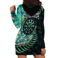 New Zealand Darts Personalised Hoodie Dress Aotearoa Silver Fern Green Papua Shell Spirit LT9 - Polynesian Pride