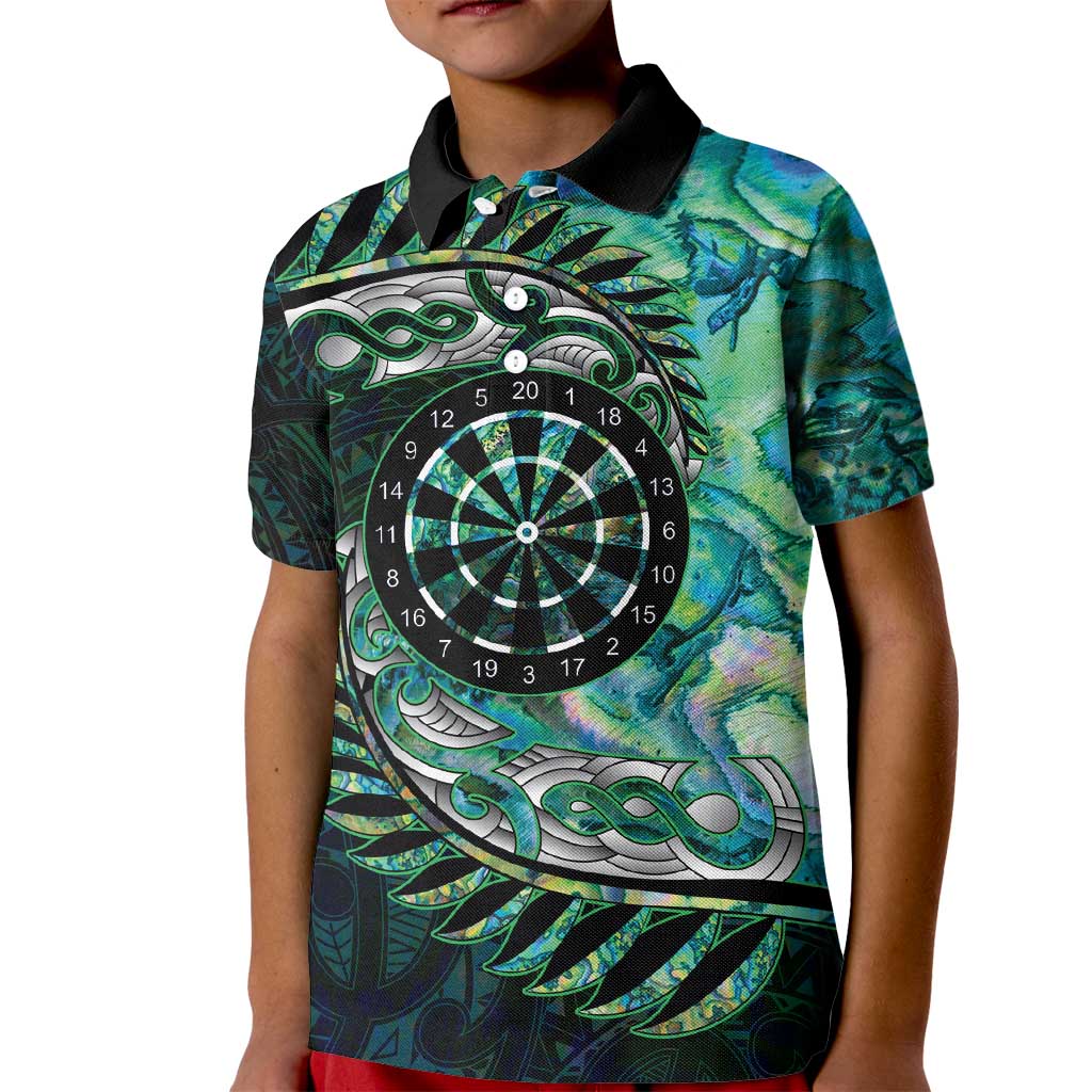 New Zealand Darts Personalised Kid Polo Shirt Aotearoa Silver Fern Green Papua Shell Spirit LT9 Kid Green - Polynesian Pride