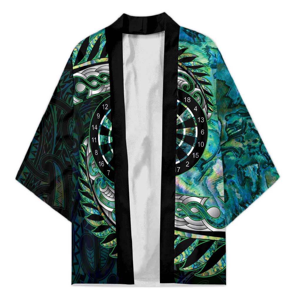 New Zealand Darts Personalised Kimono Aotearoa Silver Fern Green Papua Shell Spirit LT9 Unisex Green - Polynesian Pride