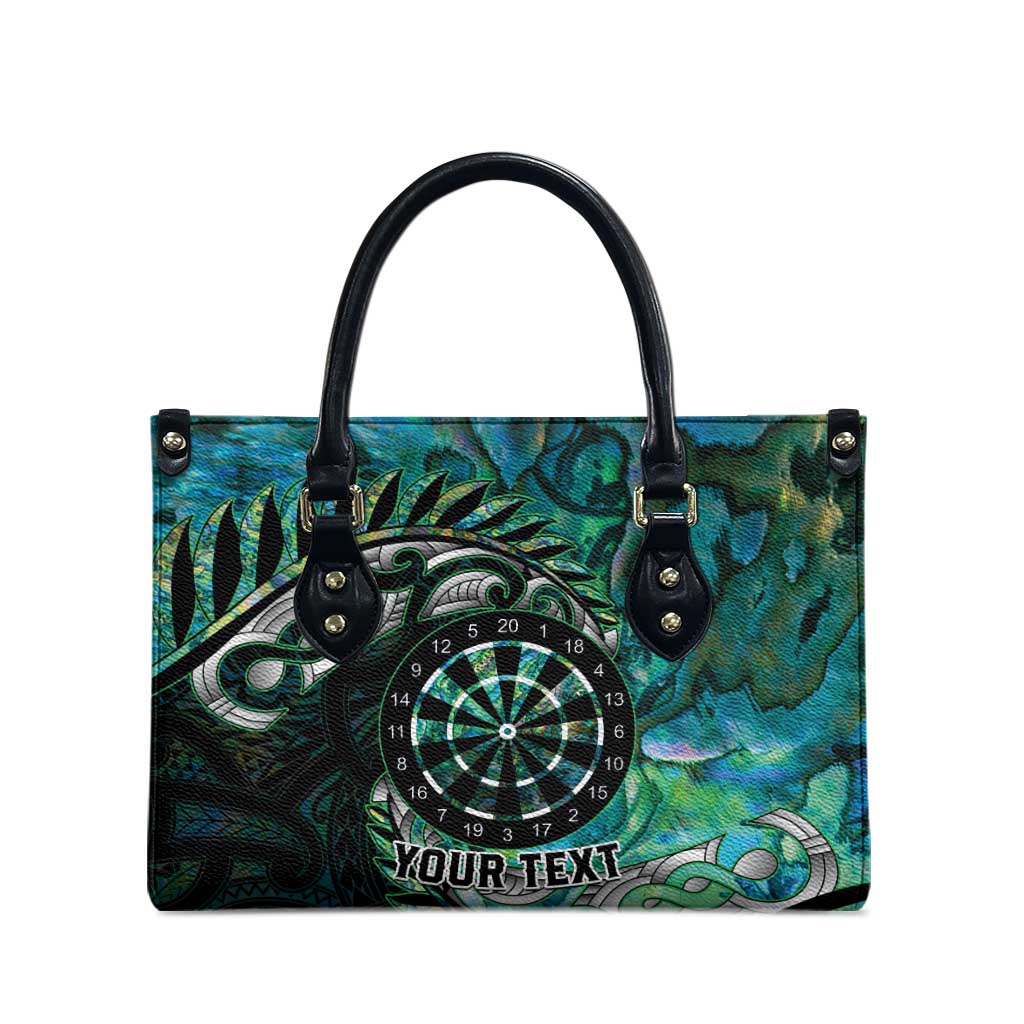 New Zealand Darts Personalised Leather Bag Aotearoa Silver Fern Green Papua Shell Spirit LT9 - Polynesian Pride