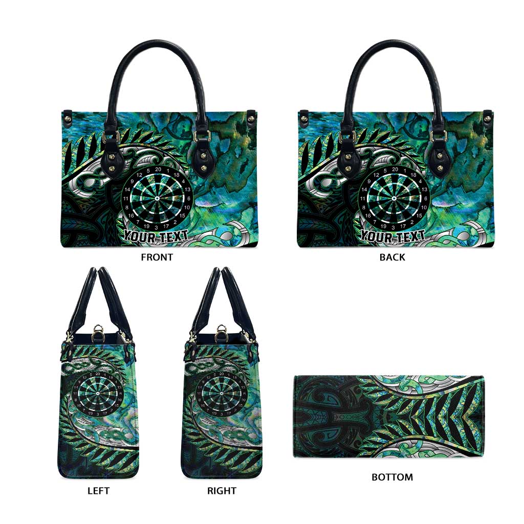 New Zealand Darts Personalised Leather Bag Aotearoa Silver Fern Green Papua Shell Spirit LT9 - Polynesian Pride