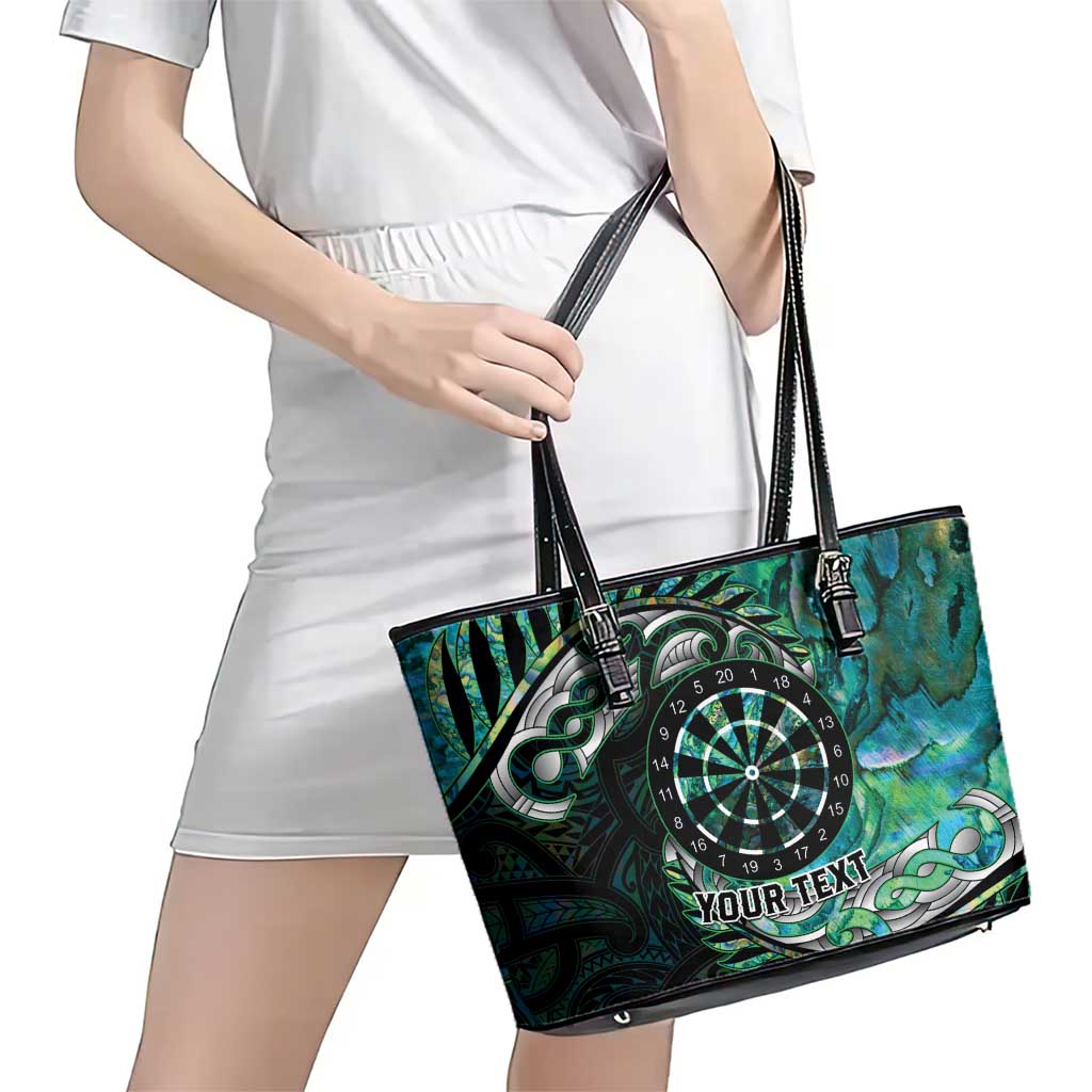 New Zealand Darts Personalised Leather Tote Bag Aotearoa Silver Fern Green Papua Shell Spirit LT9 - Polynesian Pride