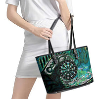 New Zealand Darts Personalised Leather Tote Bag Aotearoa Silver Fern Green Papua Shell Spirit LT9 - Polynesian Pride