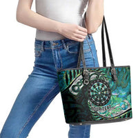 New Zealand Darts Personalised Leather Tote Bag Aotearoa Silver Fern Green Papua Shell Spirit LT9 - Polynesian Pride