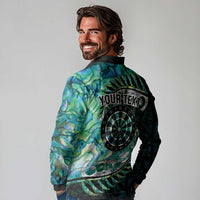 New Zealand Darts Personalised Long Sleeve Polo Shirt Aotearoa Silver Fern Green Papua Shell Spirit LT9 - Polynesian Pride