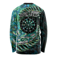 New Zealand Darts Personalised Long Sleeve Shirt Aotearoa Silver Fern Green Papua Shell Spirit LT9 - Polynesian Pride
