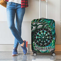 New Zealand Darts Personalised Luggage Cover Aotearoa Silver Fern Green Papua Shell Spirit LT9 - Polynesian Pride