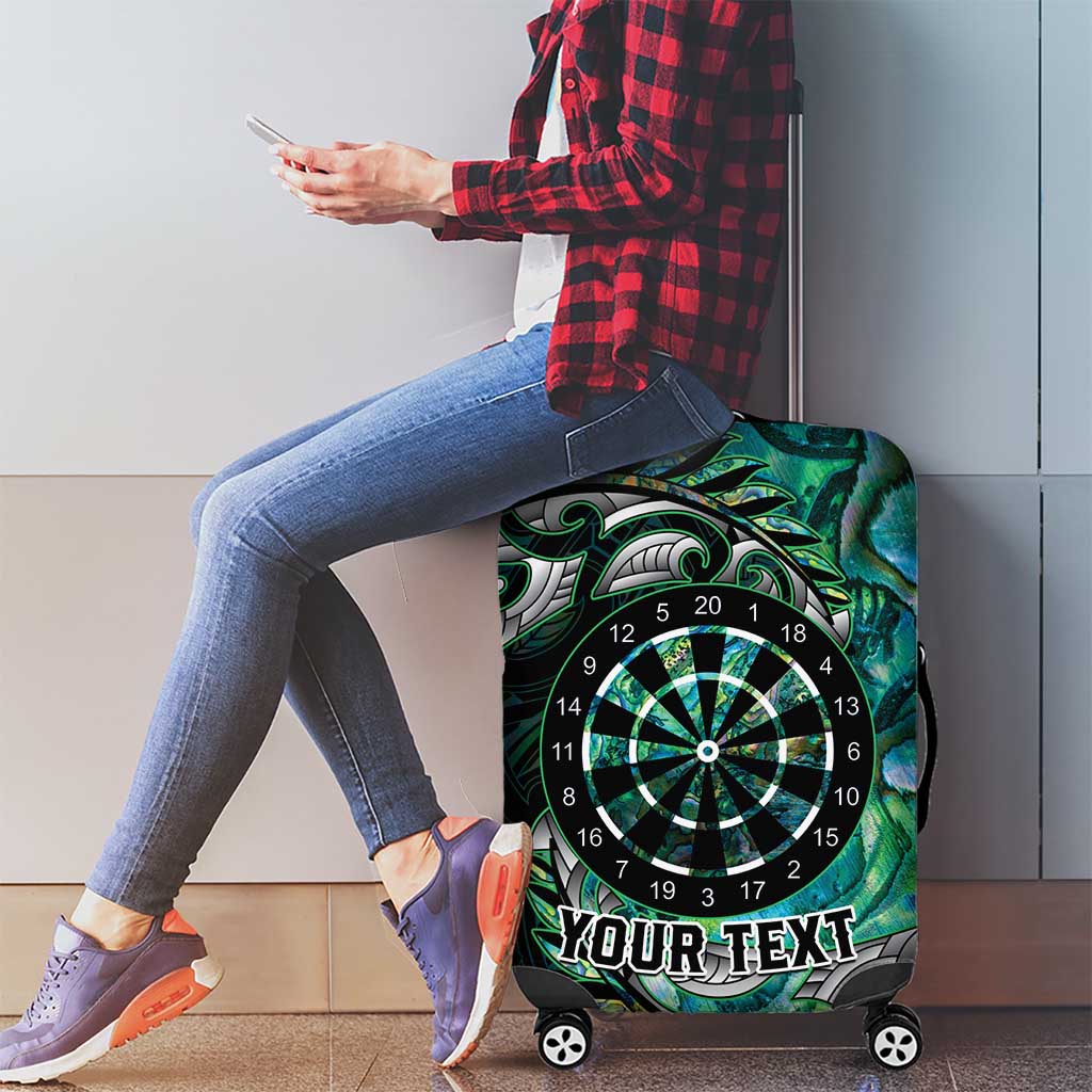 New Zealand Darts Personalised Luggage Cover Aotearoa Silver Fern Green Papua Shell Spirit LT9 - Polynesian Pride
