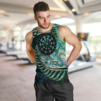 New Zealand Darts Personalised Men Tank Top Aotearoa Silver Fern Green Papua Shell Spirit LT9 Green - Polynesian Pride