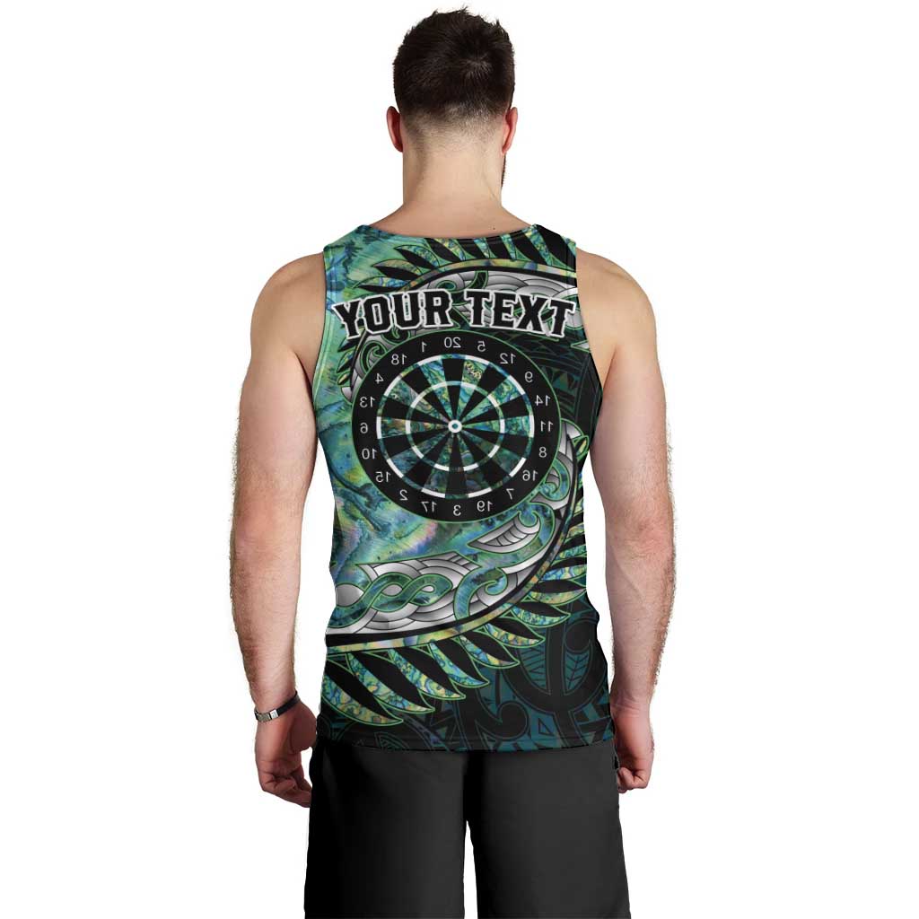 New Zealand Darts Personalised Men Tank Top Aotearoa Silver Fern Green Papua Shell Spirit LT9 - Polynesian Pride