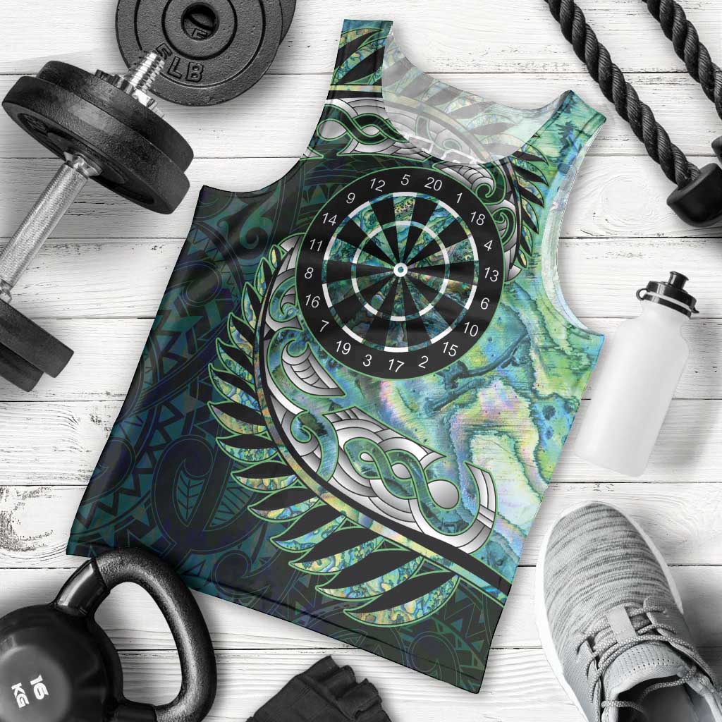 New Zealand Darts Personalised Men Tank Top Aotearoa Silver Fern Green Papua Shell Spirit LT9 - Polynesian Pride