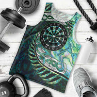 New Zealand Darts Personalised Men Tank Top Aotearoa Silver Fern Green Papua Shell Spirit LT9 - Polynesian Pride