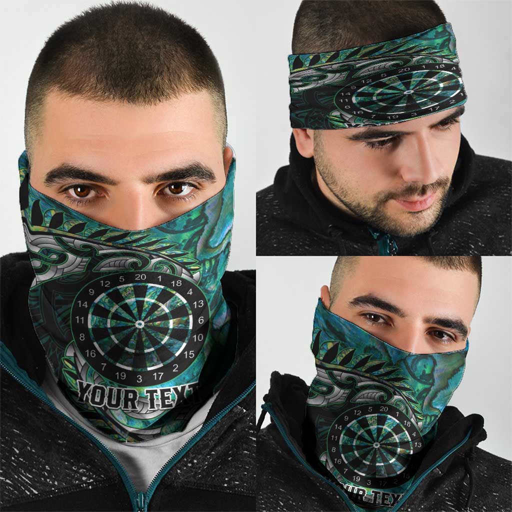 New Zealand Darts Personalised Neck Gaiter Aotearoa Silver Fern Green Papua Shell Spirit LT9 - Polynesian Pride