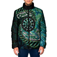 New Zealand Darts Personalised Padded Jacket Aotearoa Silver Fern Green Papua Shell Spirit LT9 Men Green - Polynesian Pride