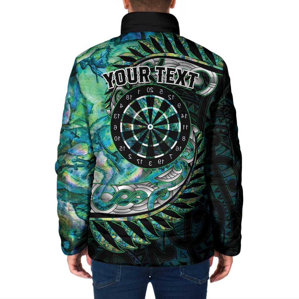 New Zealand Darts Personalised Padded Jacket Aotearoa Silver Fern Green Papua Shell Spirit LT9 - Polynesian Pride