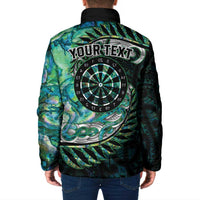 New Zealand Darts Personalised Padded Jacket Aotearoa Silver Fern Green Papua Shell Spirit LT9 - Polynesian Pride