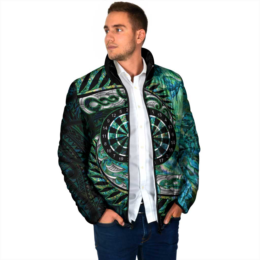 New Zealand Darts Personalised Padded Jacket Aotearoa Silver Fern Green Papua Shell Spirit LT9 - Polynesian Pride