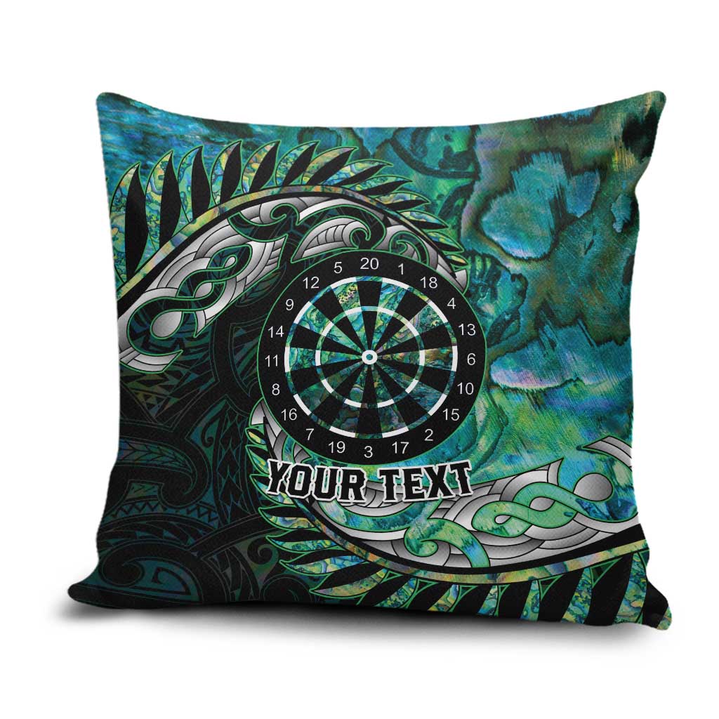 New Zealand Darts Personalised Pillow Cover Aotearoa Silver Fern Green Papua Shell Spirit LT9 Green - Polynesian Pride