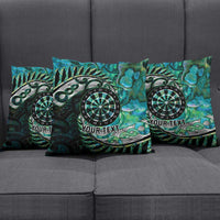 New Zealand Darts Personalised Pillow Cover Aotearoa Silver Fern Green Papua Shell Spirit LT9 - Polynesian Pride