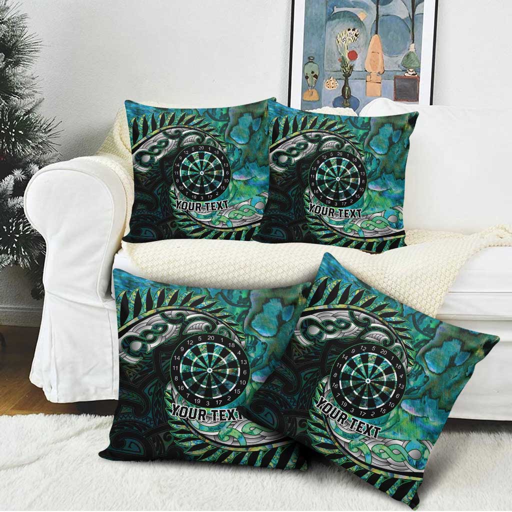 New Zealand Darts Personalised Pillow Cover Aotearoa Silver Fern Green Papua Shell Spirit LT9 - Polynesian Pride